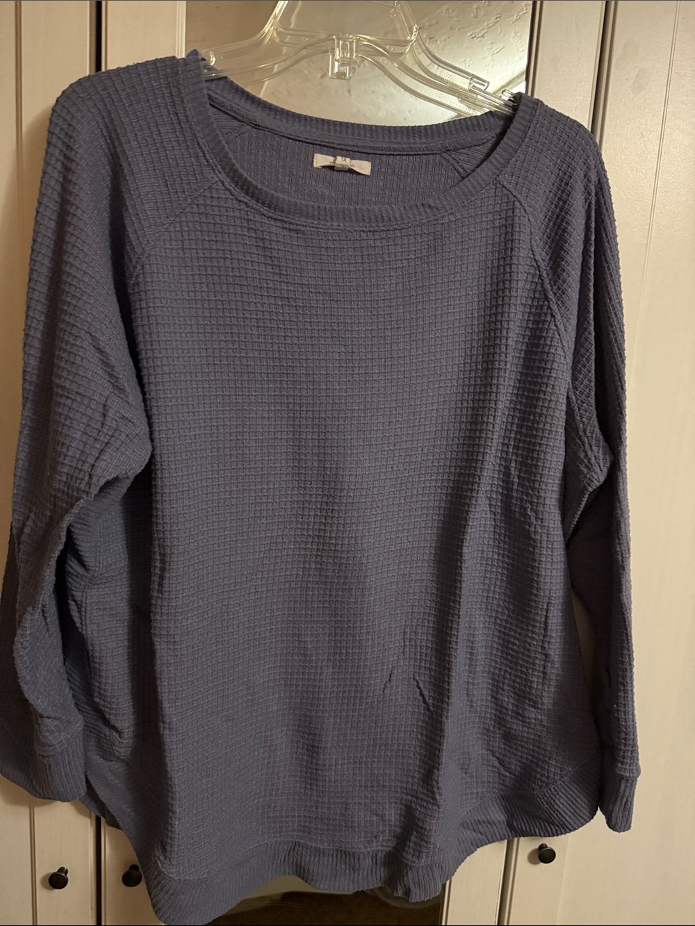 Maurices Slate Blue Waffle Knit Long Sleeve Top